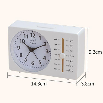 Bo Sheng GH222 Weekly Alarm Clock Square Quartz Desk Clock Scanning Silent Pointer Clock