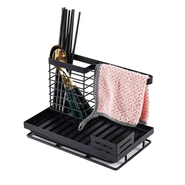 Kitchen Dishcloth Holder Sponge Drying Rack With Drain Tray - DealBuddy