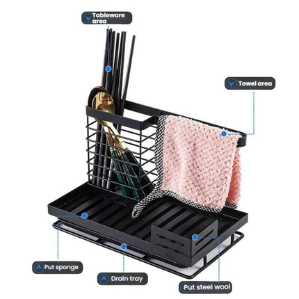 Kitchen Dishcloth Holder Sponge Drying Rack With Drain Tray - DealBuddy