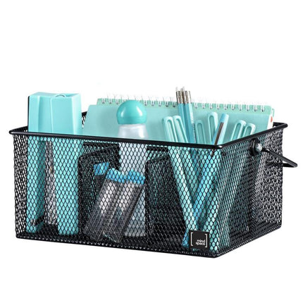 Handled Iron Cutlery Organizer Basket Divided Utensil Storage & Drying Rack for Kitchen and Dining Cleaning Tools - DealBuddy
