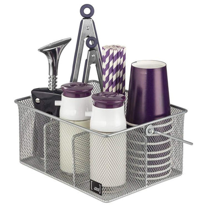 Handled Iron Cutlery Organizer Basket Divided Utensil Storage & Drying Rack for Kitchen and Dining Cleaning Tools - DealBuddy