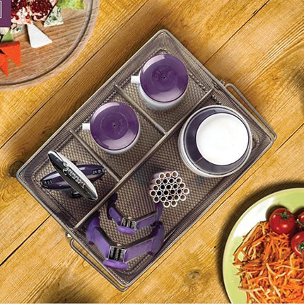 Handled Iron Cutlery Organizer Basket Divided Utensil Storage & Drying Rack for Kitchen and Dining Cleaning Tools - DealBuddy