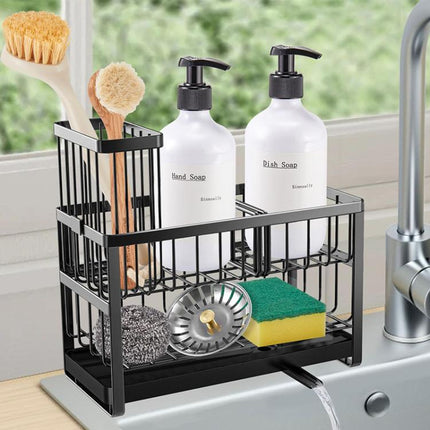 2-Tier Sponge Drying Rack Kitchen Sink Countertop Organizer Holder for Scrubbers, Long Brushes & Dishcloths - DealBuddy