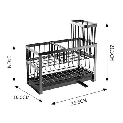 2-Tier Sponge Drying Rack Kitchen Sink Countertop Organizer Holder for Scrubbers, Long Brushes & Dishcloths - DealBuddy