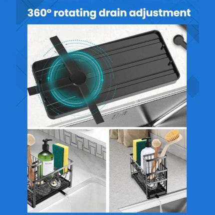 2-Tier Sponge Drying Rack Kitchen Sink Countertop Organizer Holder for Scrubbers, Long Brushes & Dishcloths - DealBuddy