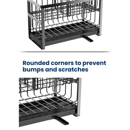 2-Tier Sponge Drying Rack Kitchen Sink Countertop Organizer Holder for Scrubbers, Long Brushes & Dishcloths - DealBuddy