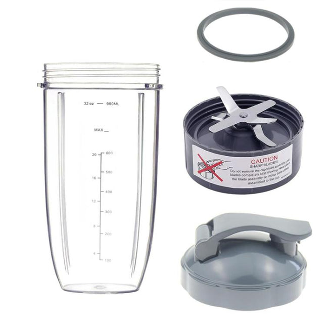 For Nutribullet Pro 900W Blender 4-Piece Set Replacement Parts Included 32oz Cup, Cross Blade,  To Go Lid