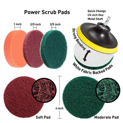 Electric Drill Cleaning Brush Power Tool Cleaning Brush With Sponge Scouring Pad Set