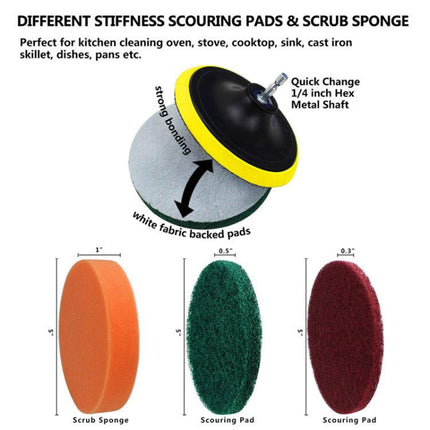 Electric Drill Cleaning Brush Power Tool Cleaning Brush With Sponge Scouring Pad Set