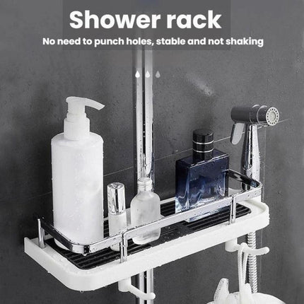 Shower Rod Shelf Elevated Shower Tray Multifunctional Bathroom Storage Rack