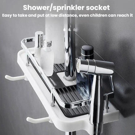 Shower Rod Shelf Elevated Shower Tray Multifunctional Bathroom Storage Rack