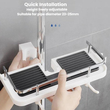 Shower Rod Shelf Elevated Shower Tray Multifunctional Bathroom Storage Rack