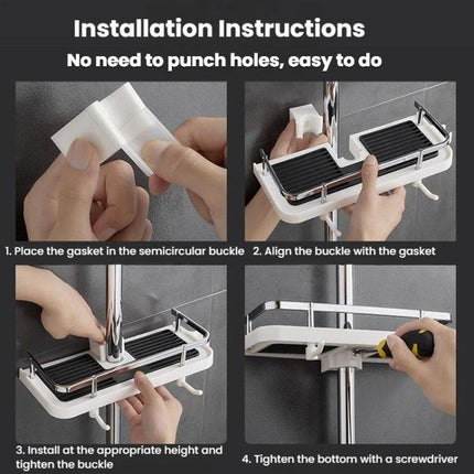 Shower Rod Shelf Elevated Shower Tray Multifunctional Bathroom Storage Rack