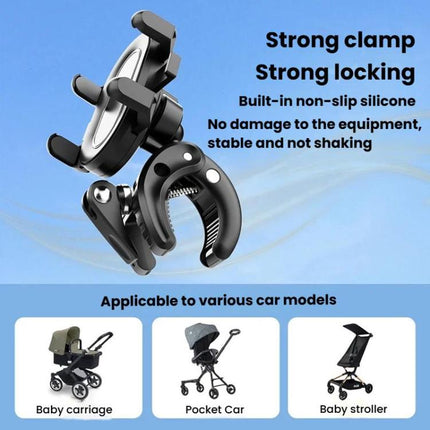 Phone Holder With Secure Clamp For Baby Strollers / Infant Pushchairs