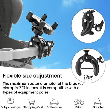 Phone Holder With Secure Clamp For Baby Strollers / Infant Pushchairs