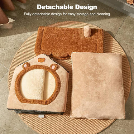All-Season Removable And Washable Enclosed Warm Cat Bed, S, M, L - DealBuddy