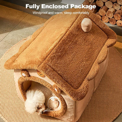 All-Season Removable And Washable Enclosed Warm Cat Bed, S, M, L - DealBuddy