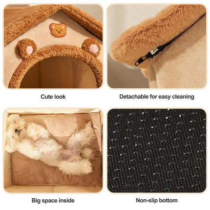 All-Season Removable And Washable Enclosed Warm Cat Bed, S, M, L - DealBuddy
