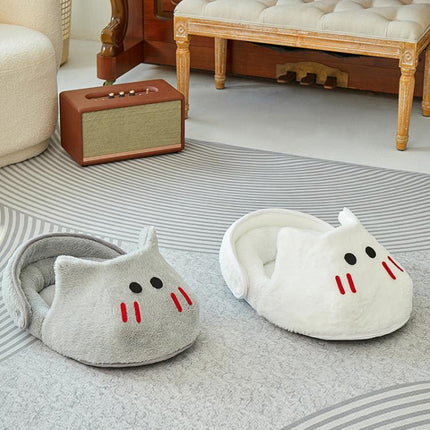 Winter-Warm Widened Semi-Enclosed Light-Blocking Pet Bed, White + S, White + M, White + L, Gray + S, Gray + M, Gray + L - DealBuddy