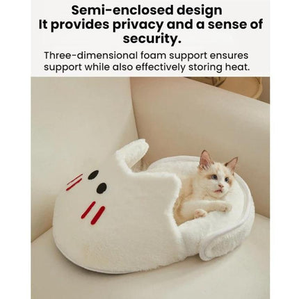 Winter-Warm Widened Semi-Enclosed Light-Blocking Pet Bed, White + S, White + M, White + L, Gray + S, Gray + M, Gray + L - DealBuddy