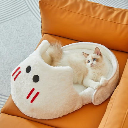 Winter-Warm Widened Semi-Enclosed Light-Blocking Pet Bed, White + S, White + M, White + L, Gray + S, Gray + M, Gray + L - DealBuddy