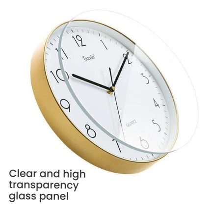 12 Inch No Drill Wall Clock Modern Silent Quartz Clock Sleek Home/Office Decor