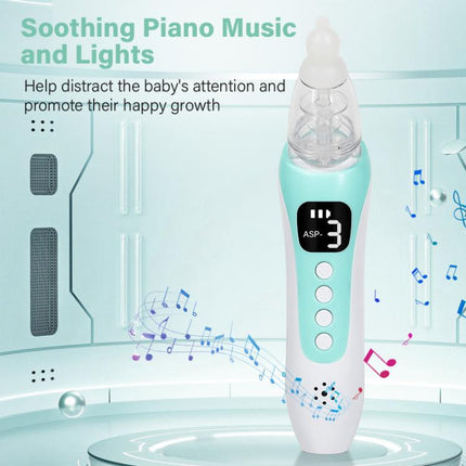 Electric Baby Nasal Aspirator with 3 Food-Grade Silicone Tips, Soothing Piano Music & Soft LED Lights