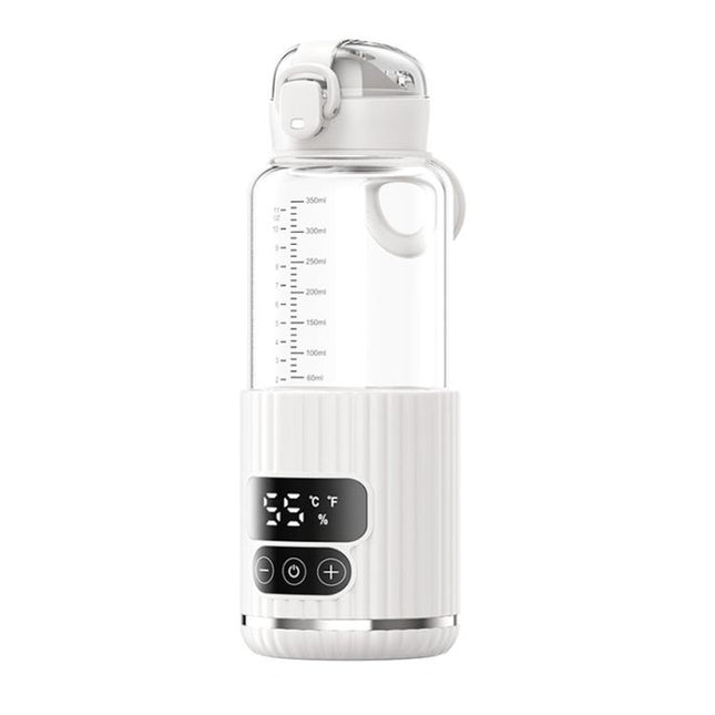 Portable Baby Bottle Warmer 15000mAh Wireless Smart Heating Cup with Adjustable Temp & Constant 48H Warm, IPX6 Waterproof, Glass White, Glass Green