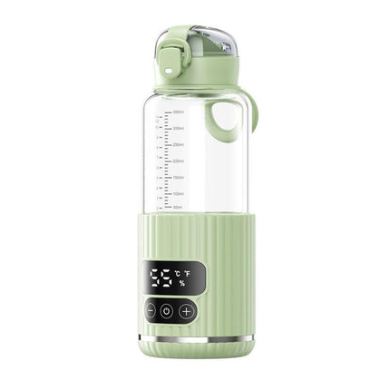 Portable Baby Bottle Warmer 15000mAh Wireless Smart Heating Cup with Adjustable Temp & Constant 48H Warm, IPX6 Waterproof, Glass White, Glass Green