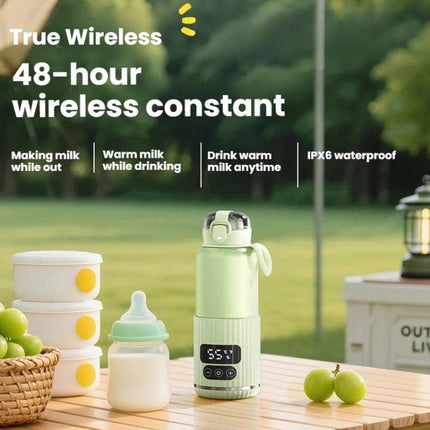 Portable Baby Bottle Warmer 15000mAh Wireless Smart Heating Cup with Adjustable Temp & Constant 48H Warm, IPX6 Waterproof, Glass White, Glass Green, Stainless White, Stainless Green - DealBuddy