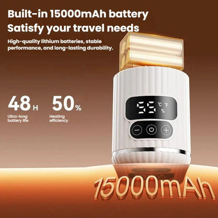 Portable Baby Bottle Warmer 15000mAh Wireless Smart Heating Cup with Adjustable Temp & Constant 48H Warm, IPX6 Waterproof