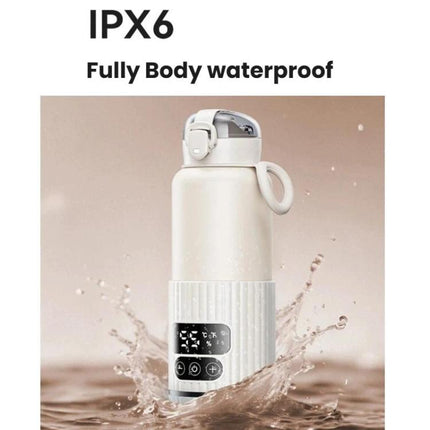 Portable Baby Bottle Warmer 15000mAh Wireless Smart Heating Cup with Adjustable Temp & Constant 48H Warm, IPX6 Waterproof, Glass White, Glass Green