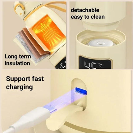 450ml Portable Wireless Baby Bottle Warmer 15000mAh Rechargeable Heating Cup 37-55 degrees
