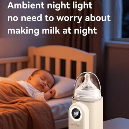 Portable Baby Bottle Warmer Sleeve Wireless Heating Sleeve Built-in 10000mAh Battery & Night Light