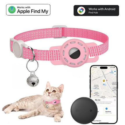 Pet Cat Tracker Collar With S10 GPS Locator, Compatible with Apple Find My, Compatible with Google Find My, Dual System for iOS & Android