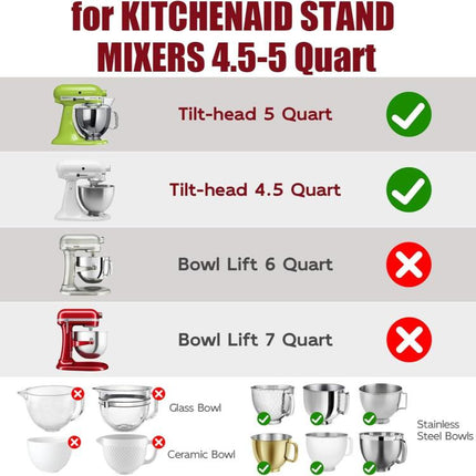Silicone Lining With Lid For KitchenAid Tilt-Head 5-Quart Stainless Steel Mixing Bowl Replacement - DealBuddy