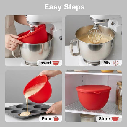 Silicone Lining With Lid For KitchenAid Tilt-Head 5-Quart Stainless Steel Mixing Bowl Replacement - DealBuddy