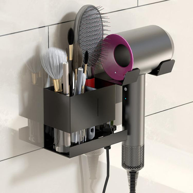 Universal Hair Dryer Holder Wall Mount with Cord Organizer Storage for Hair Styling Tools, No-drill Black, No-drill White, Drill Black, Drill White - DealBuddy