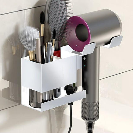 Universal Hair Dryer Holder Wall Mount with Cord Organizer Storage for Hair Styling Tools, No-drill Black, No-drill White, Drill Black, Drill White - DealBuddy