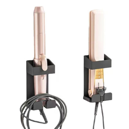 304 Stainless Steel Curling Iron Holder Heat Resistant No Drill Wall Mount with Cord Organizer for Hot Hair Tools - DealBuddy