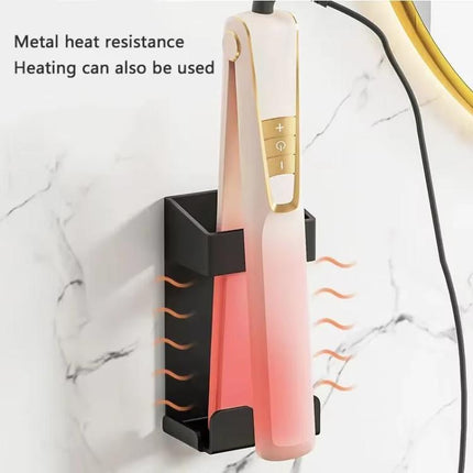 304 Stainless Steel Curling Iron Holder Heat Resistant No Drill Wall Mount with Cord Organizer for Hot Hair Tools - DealBuddy