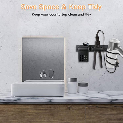 Aluminum Wall Mounted Hair Dryer and Straightener Holder Bathroom Organizer - DealBuddy
