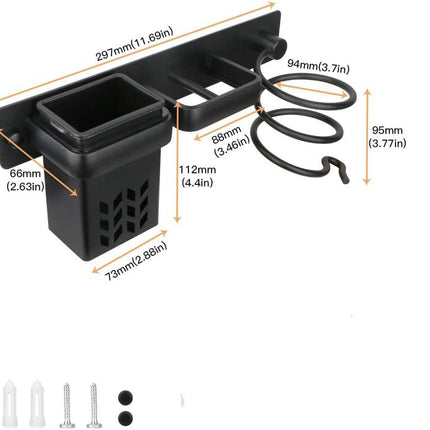 Aluminum Wall Mounted Hair Dryer and Straightener Holder Bathroom Organizer - DealBuddy