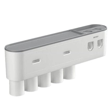 Mengni Bathroom Toothbrush Holder With Dual Toothpaste Dispenser Mouthwash Cup Set, 2 Cups, 3 Cups, 4 Cups, 5 Cups - DealBuddy