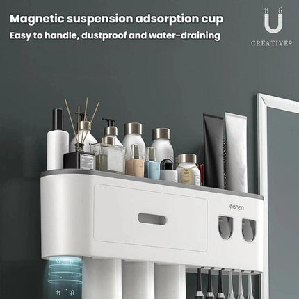 Mengni Bathroom Toothbrush Holder With Dual Toothpaste Dispenser Mouthwash Cup Set, 2 Cups, 3 Cups, 4 Cups, 5 Cups - DealBuddy