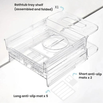 Extendable Foldable Bathtub Shelf Bathroom Storage Shelf, Transparent - DealBuddy
