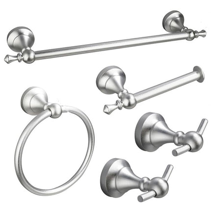 5-in-1 Bathroom Set Aluminum Towel Bar, Towel Ring, Toilet Paper Holder, Robe Hook, Modern Wall-Mounted Hardware Suite - DealBuddy