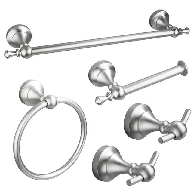 5-in-1 Bathroom Set Aluminum Towel Bar, Towel Ring, Toilet Paper Holder, Robe Hook, Modern Wall-Mounted Hardware Suite - DealBuddy