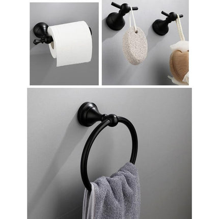 5-in-1 Bathroom Set Aluminum Towel Bar, Towel Ring, Toilet Paper Holder, Robe Hook, Modern Wall-Mounted Hardware Suite - DealBuddy