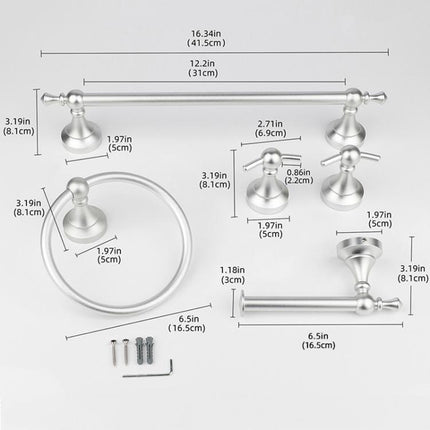 5-in-1 Bathroom Set Aluminum Towel Bar, Towel Ring, Toilet Paper Holder, Robe Hook, Modern Wall-Mounted Hardware Suite - DealBuddy